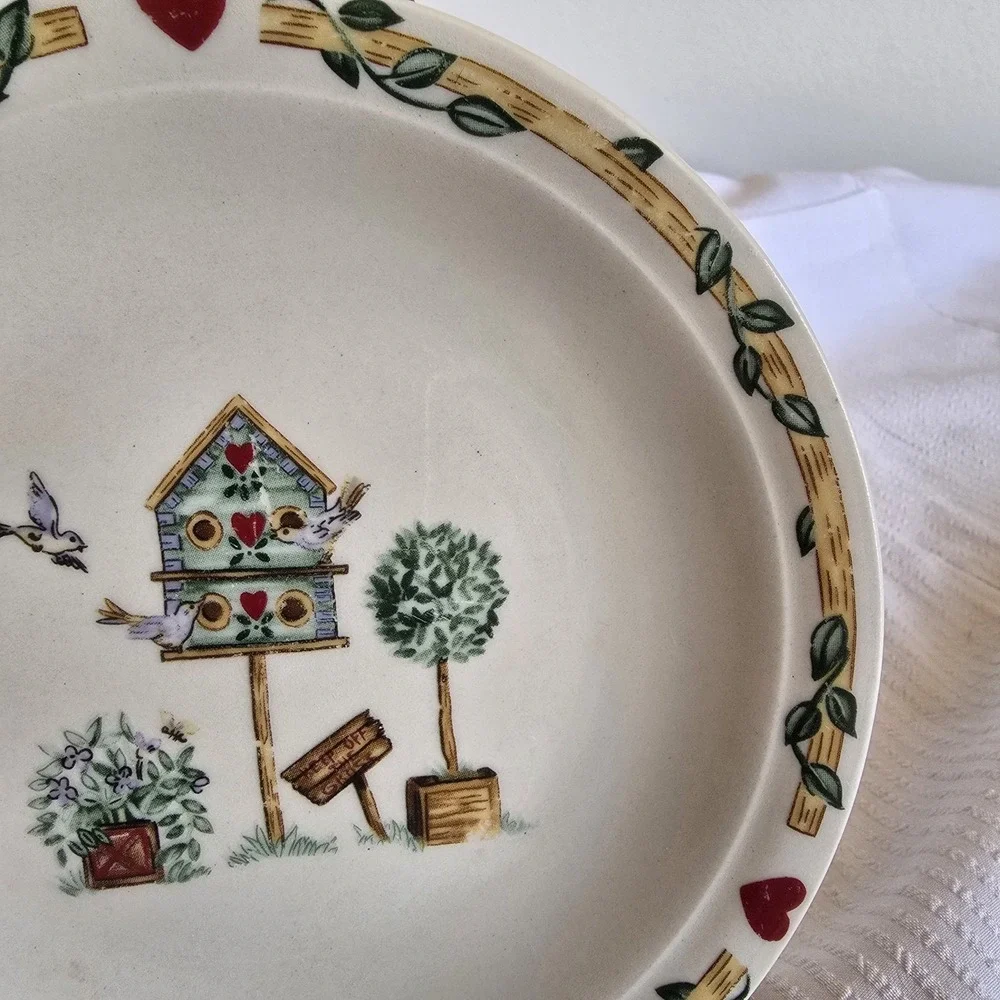 Vintage Thompson Pottery Birdhouse Cottage Core Side Plate